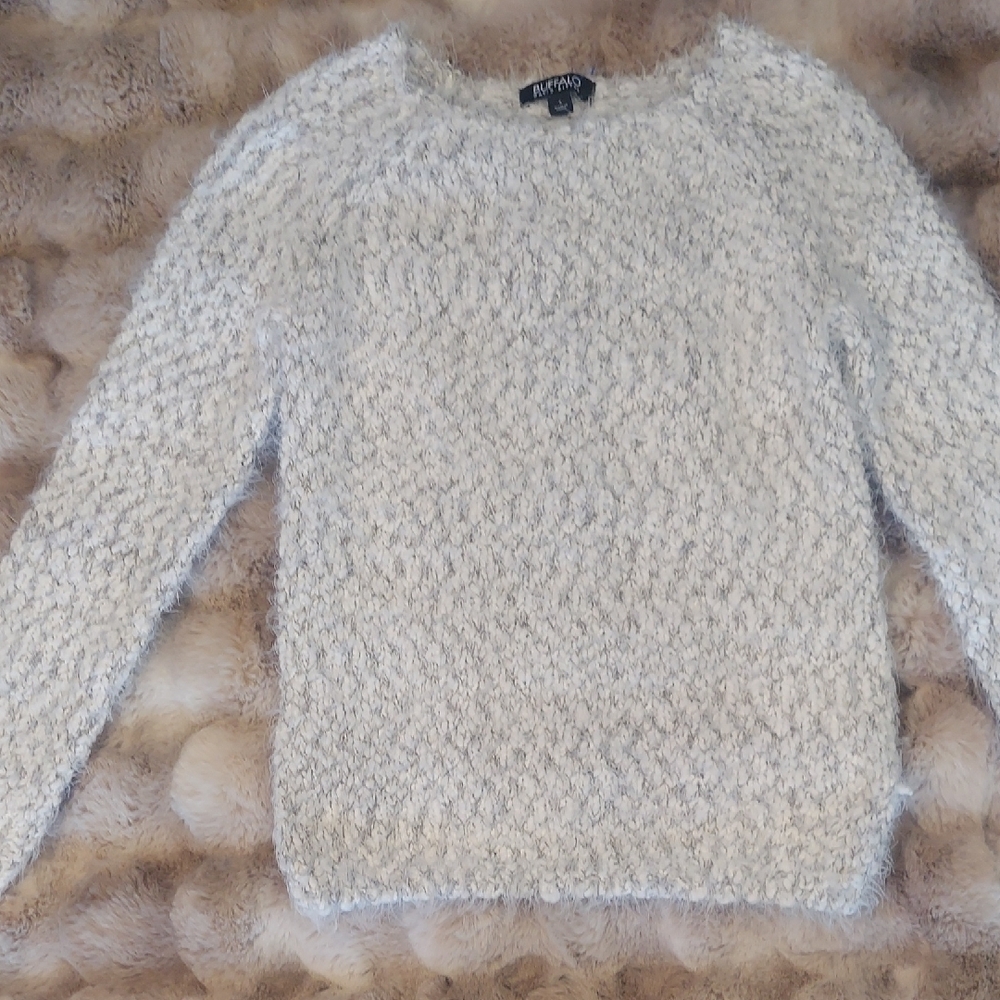 Buffalo David Bitton Gray and White Crew Neck Sweater